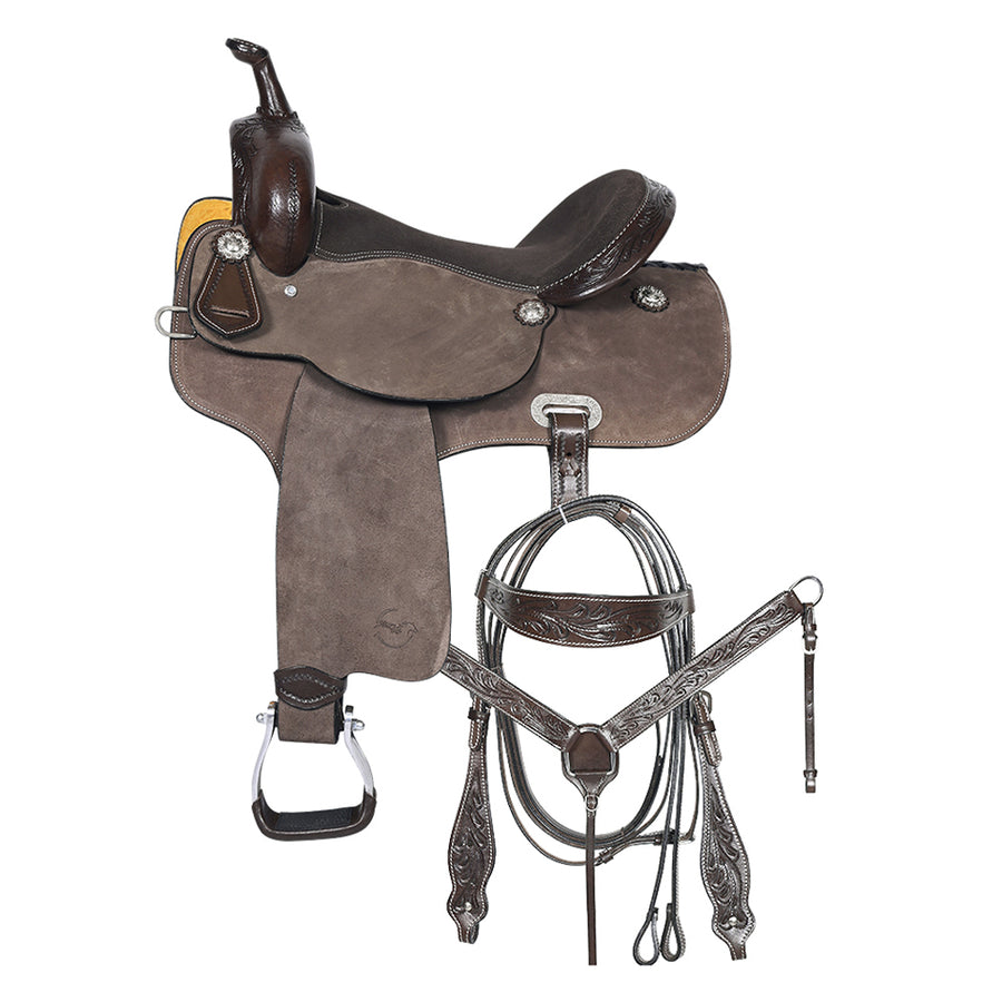 17 In W. H. Barrel Racing Trail Saddle Tk. Set Genuine Leather – by Hilason – Cowboy and equestrian accessories