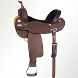 Comfytack Western Horse Barrel Racing Trail Pleasure  American Leather Saddle Tack Set With Reins Brown