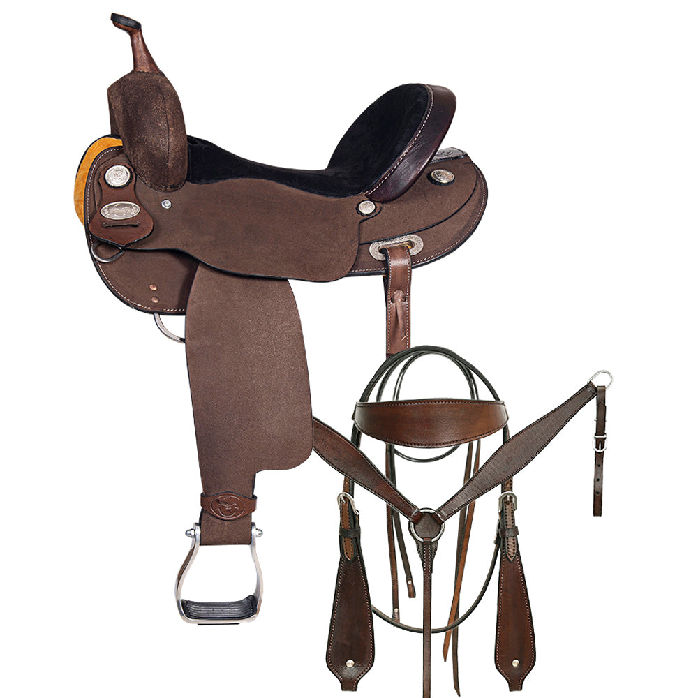 Western Horse Barrel Racing Trail Pleasure  American Leather Saddle Tack Set Brown Comfytack by Hilason