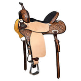 COMFYTACK Horse Barrel Racing American Leather Saddle Floral Dark Brown