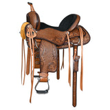 COMFYTACK Horse Barrel Racing American Leather Saddle Floral Dark Brown