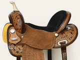 Comfytack Western Horse Barrel Racing Trail Pleasure  American Leather Saddle Tack Set With Reins Dark Brown