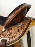 Comfytack Western Horse Barrel Racing Trail Pleasure  American Leather Saddle Tack Set With Reins Dark Brown