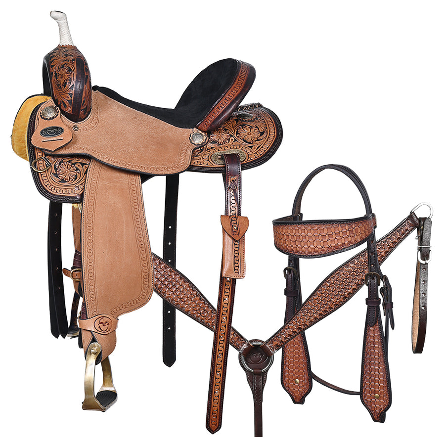 Comfytack 16 In Western Saddle Leather Trail Horse Tack Set Brown - Uhorse