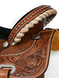 Comfytack Western Horse Barrel Racing Trail Pleasure  American Leather Saddle Tack Set With Reins Brown