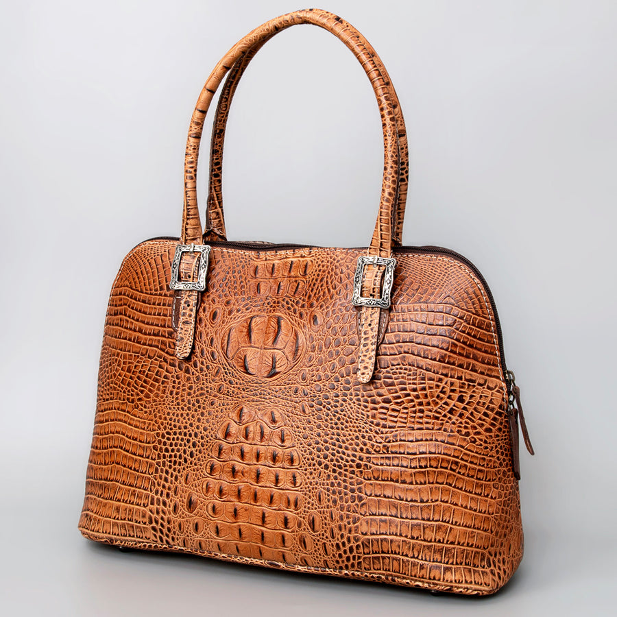 American Darling GIBGX1091 Tote Crocodile Embossed Genuine Leather by Hilason – Cowboy and equestrian accessories