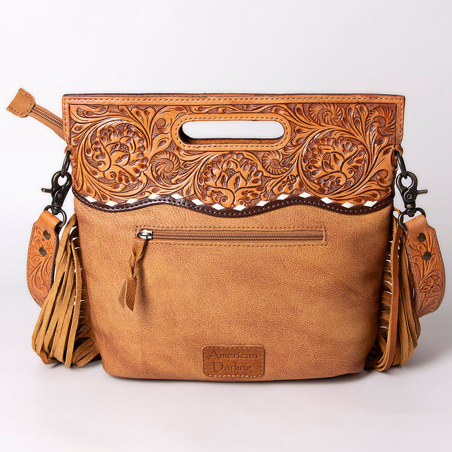 American Darling Clutch Hand Tooled Saddle Blanket Fabric Genuine Leather Western Women Bag Handbag Purse | Purses for Cute