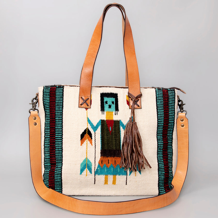 American Darling Tote Bag Hand Woven Saddle Blanket Genuine Leather Western Purse Large Shoulder Bag with YKK Zipper