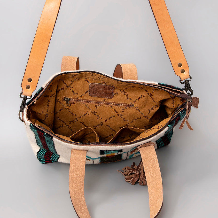American Darling Tote Bag Hand Woven Saddle Blanket Genuine Leather Western Purse Large Shoulder Bag with YKK Zipper