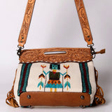 American Darling Clutch Hand Tooled Saddle Blanket Fabric Genuine Leather Western Women Bag Handbag Purse | Purses for Cute