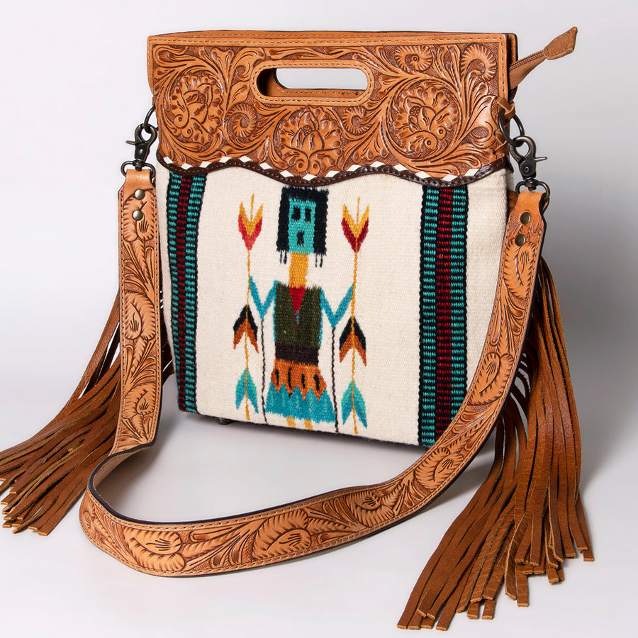 American Darling Clutch Hand Tooled Saddle Blanket Fabric Genuine Leather Western Women Bag Handbag Purse | Purses - Uhorse
