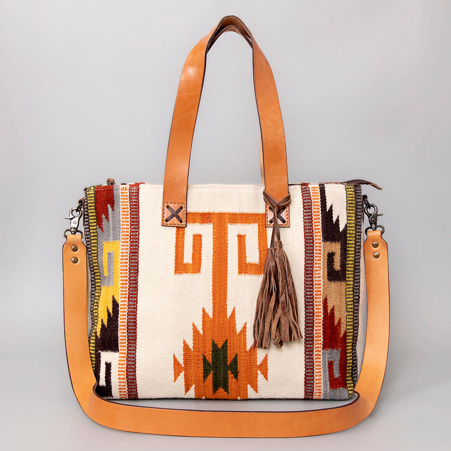 American Darling Tote Bag Hand Woven Saddle Blanket Genuine Leather Western Purse Large Shoulder Bag with YKK Zipper