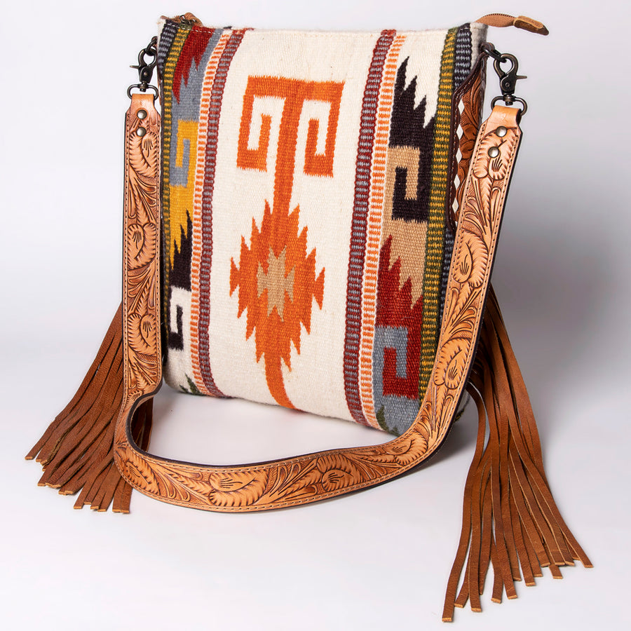 American Darling Handcrafted Hand Tooled Leather Saddle Blanket Cross body Bag - Uhorse