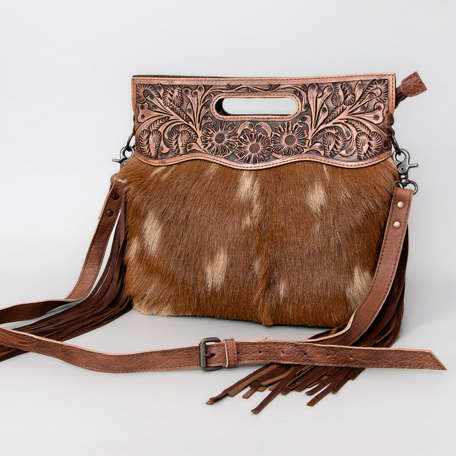 American Darling Clutch Hand Tooled Hair on Genuine Leather Western Women Bag Handbag Purse | Purses for Cute - Uhorse