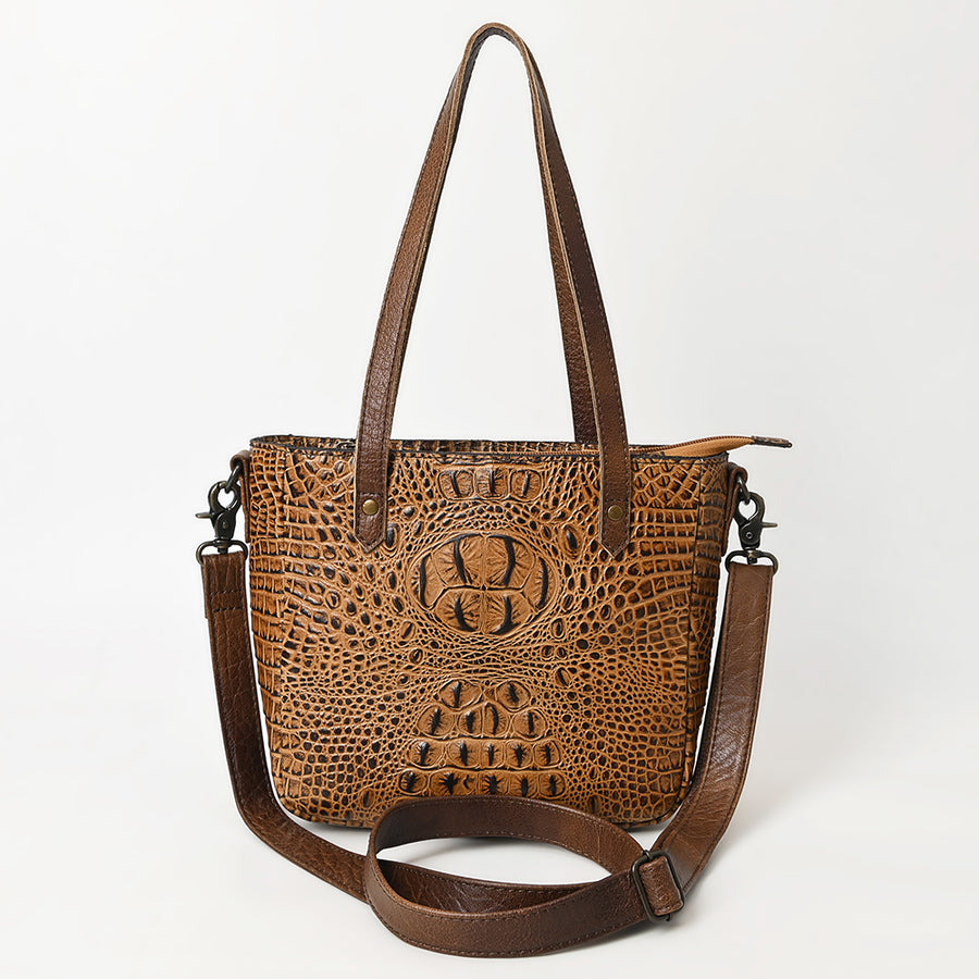 American Darling Tote Bag Crocodile Embossed Genuine Leather Western Handbag for Women Handcrafted Shoulder Bag