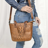 American Darling Tote Crocodile Embossed Genuine Leather Women Bag Western Handbag Purse