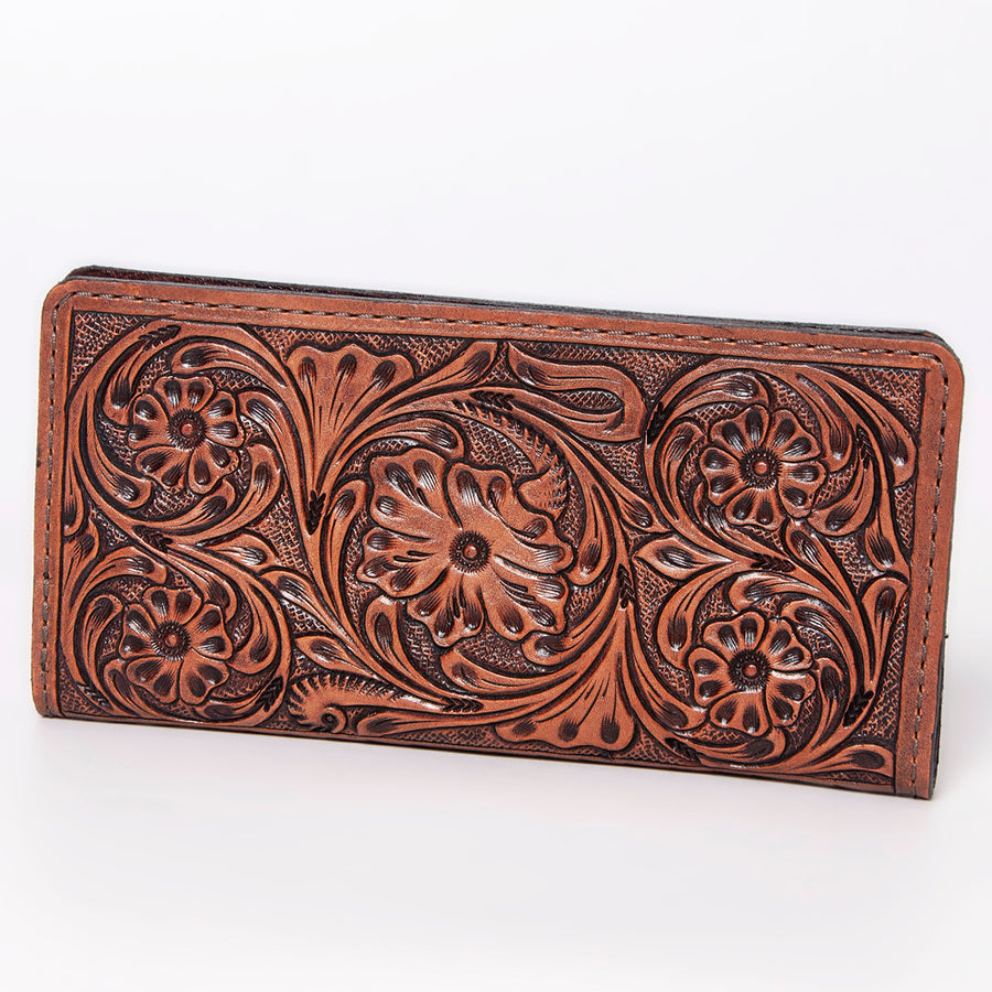American Darling Hand Tooled Leather Floral Western Clutch Bag - Uhorse