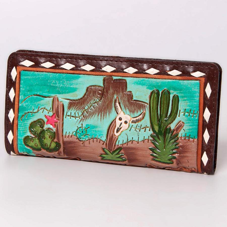 American Darling Hand Tooled Floral Leather Western Clutch Bag - Uhorse