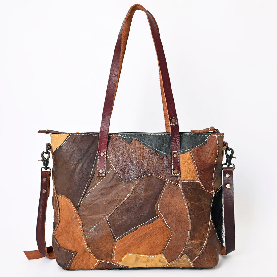 American Darling Leather Tote Bag – Colorful Leather Stripes, Western Style Handbag, Spacious Design
