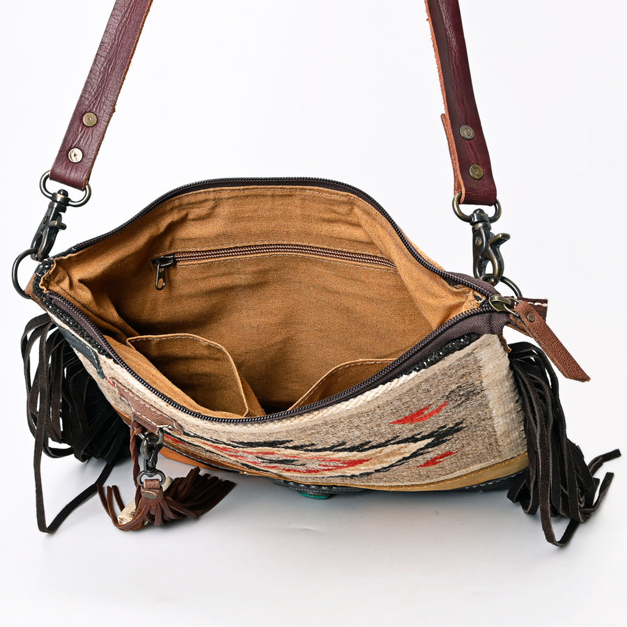 American Darling Leather Crossbody Bag – Colorful Design, Fringes, Western Style, Premium Handbag