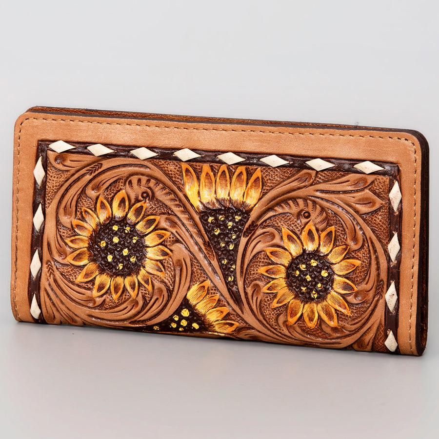 American Darling Hand Tooled Floral Leather Western Clutch Bag - Uhorse