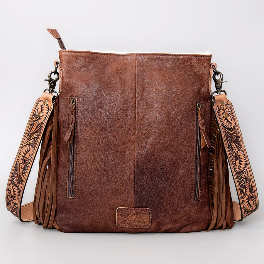 American Darling Messenger Hand Tooled Hair On Genuine Leather Western Women Bag Handbag Purse | Cute