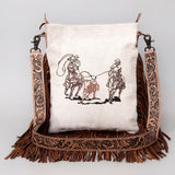 American Darling Messenger Hand Tooled Hair On Genuine Leather W.