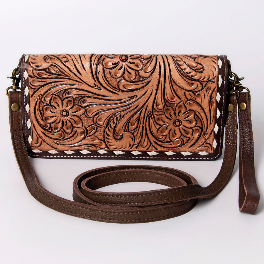 American Darling Organiser Bag, Hand Painted Western Leather, Vegetable Tanned Full Grain, 4in (H) X 8in (W) X 1.5in (D)