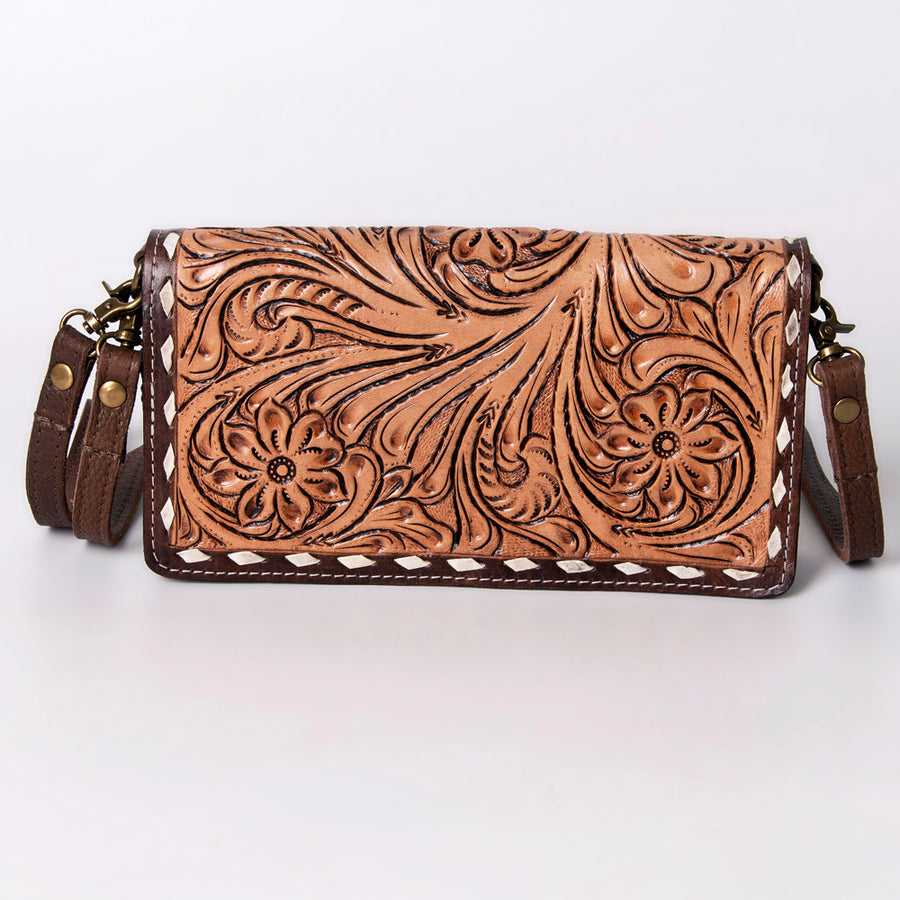 American Darling Organiser Bag, Hand Painted Western Leather, Vegetable Tanned Full Grain, 4in (H) X 8in (W) X 1.5in (D)
