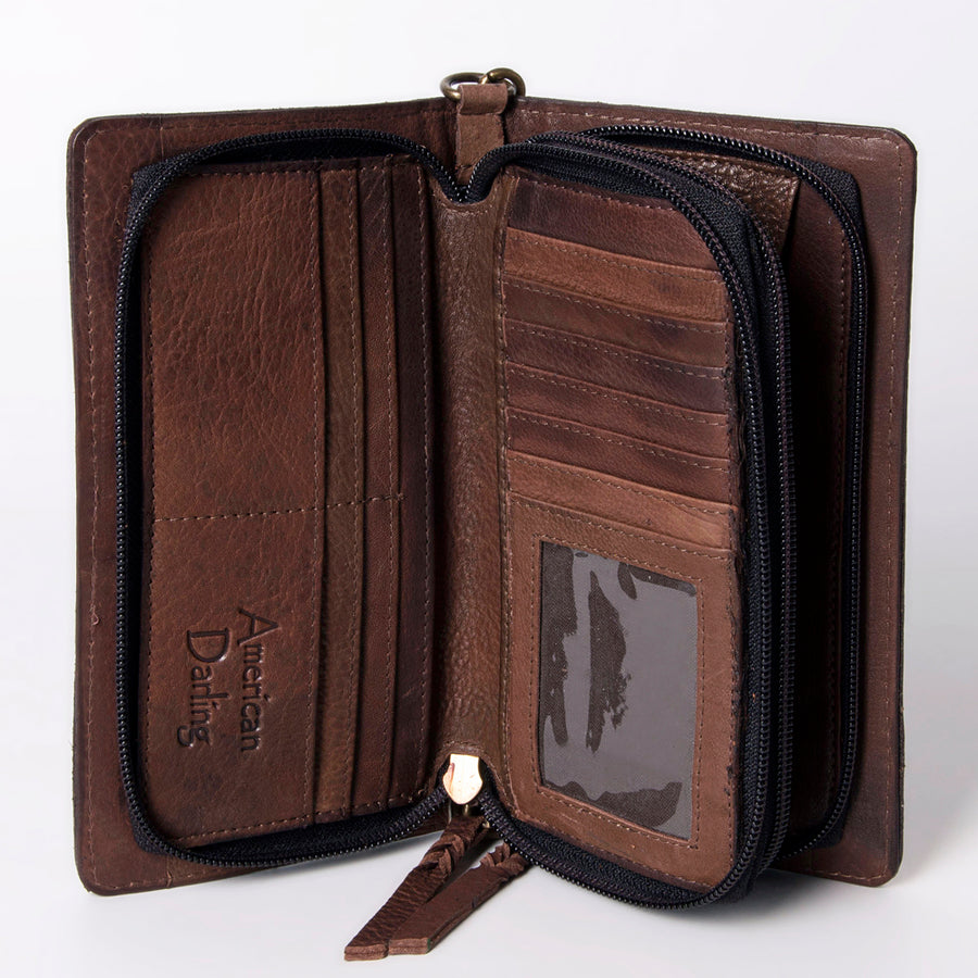 American Darling Organiser Bag, Hand Painted Western Leather, Vegetable Tanned Full Grain, 4in (H) X 8in (W) X 1.5in (D)