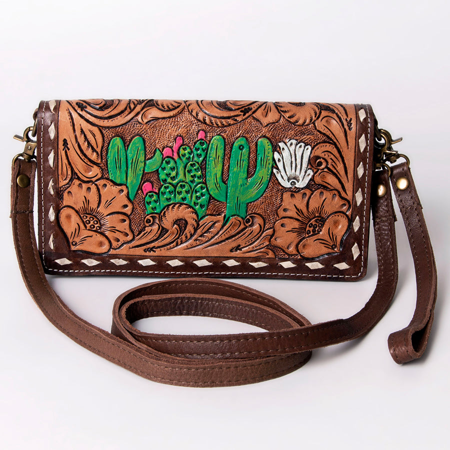 American Darling Organiser Bag, Hand Painted Western Leather, Vegetable Tanned Full Grain, 4in (H) X 8in (W) X 1.5in (D)