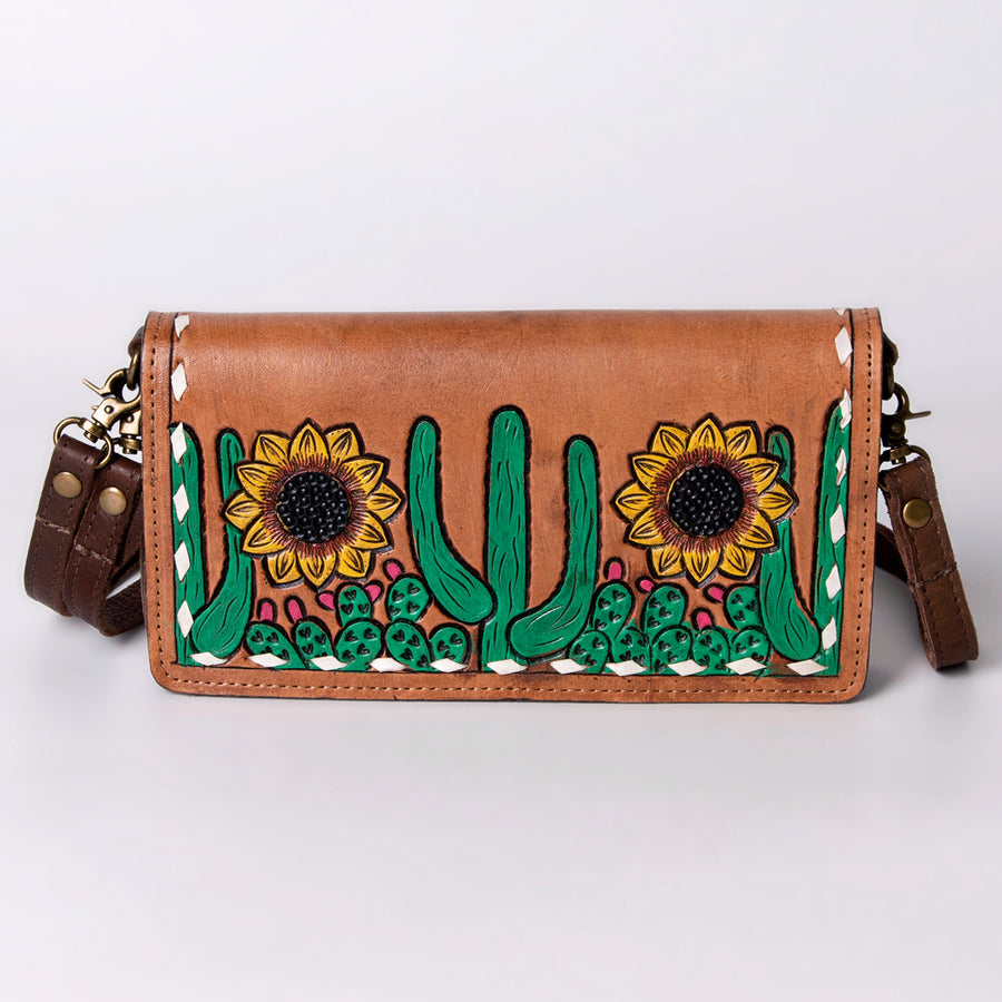 American Darling Organiser Bag, Hand Painted Western Leather, Vegetable Tanned Full Grain, 4in (H) X 8in (W) X 1.5in (D)