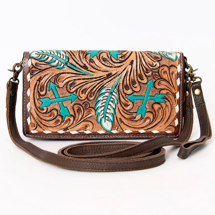 American Darling Organiser Bag, Hand Painted Western Leather, Vegetable Tanned Full Grain, 4in (H) X 8in (W) X 1.5in (D)