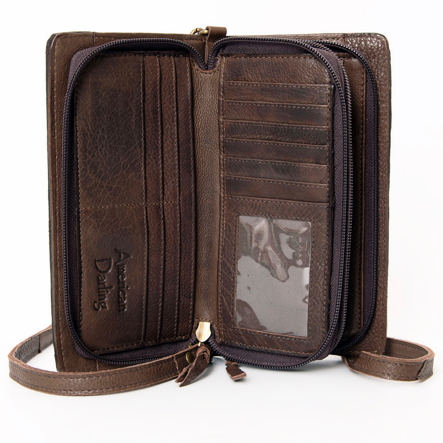 American Darling Organiser Bag, Hand Painted Western Leather, Vegetable Tanned Full Grain, 4in (H) X 8in (W) X 1.5in (D)