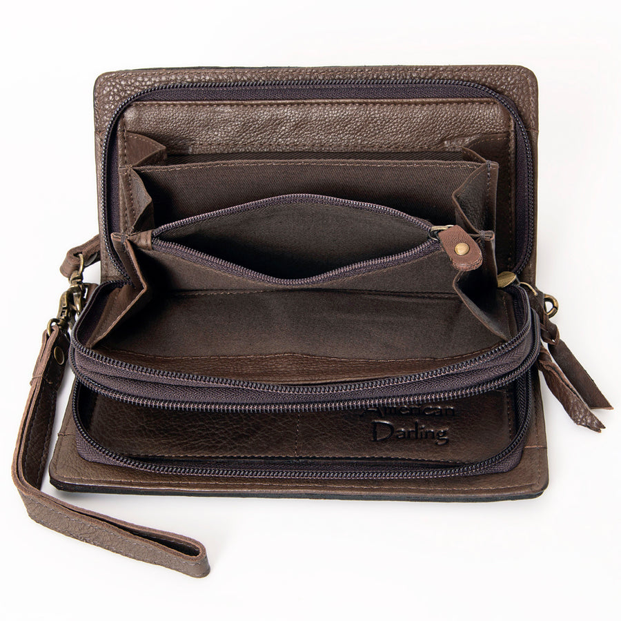 American Darling Organiser Bag, Hand Painted Western Leather, Vegetable Tanned Full Grain, 4in (H) X 8in (W) X 1.5in (D)