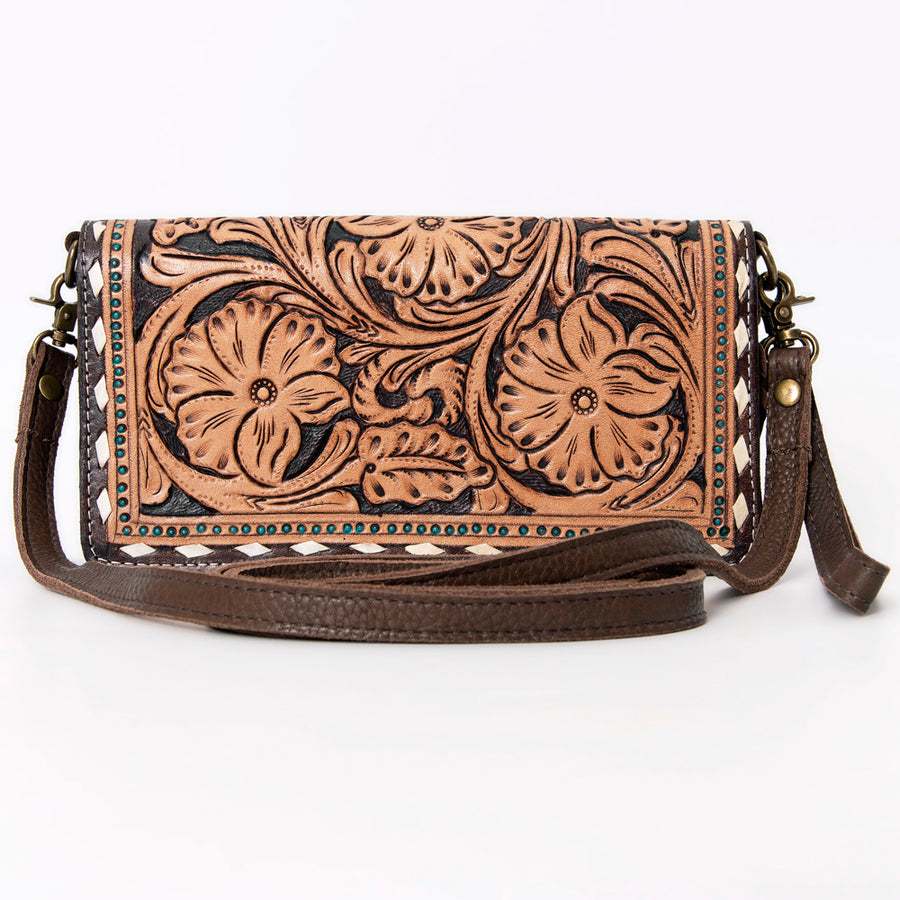 American Darling Organiser Bag, Hand Painted Western Leather, Vegetable Tanned Full Grain, 4in (H) X 8in (W) X 1.5in (D)