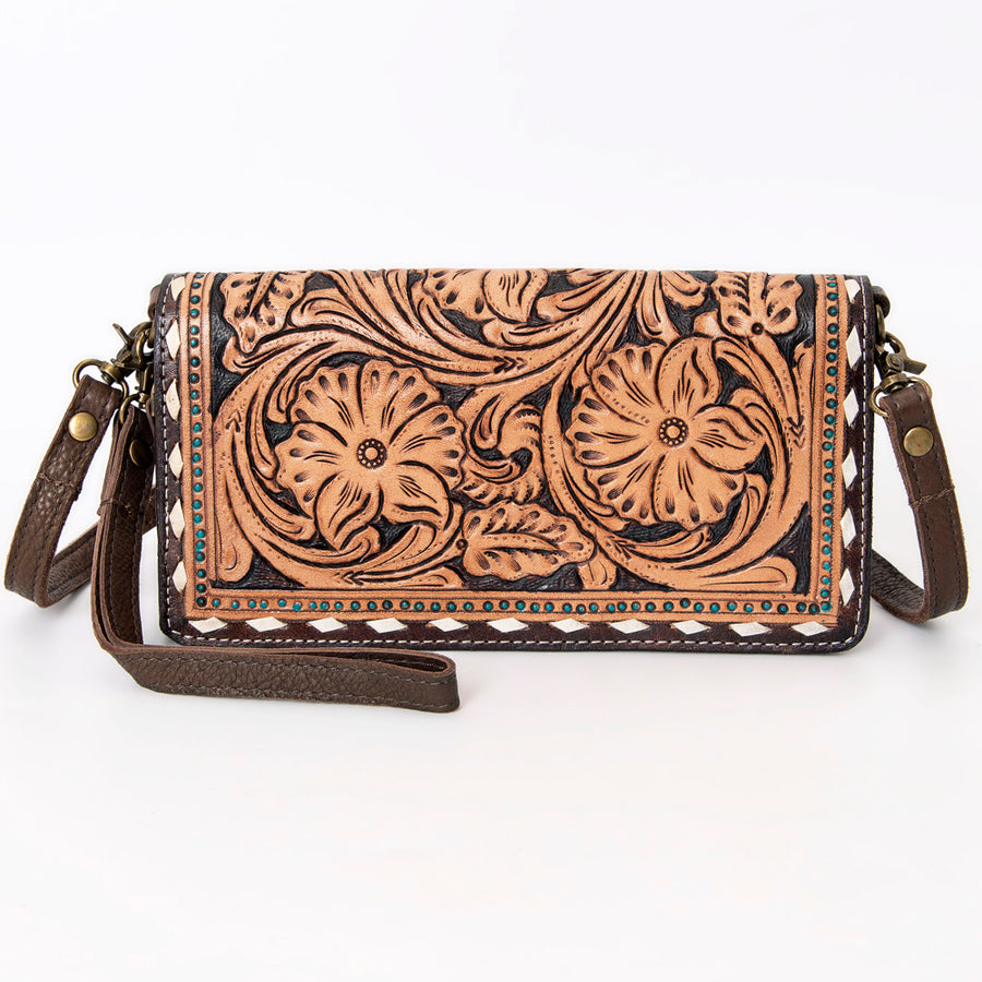 American Darling Organiser Bag, Hand Painted Western Leather, Vegetable Tanned Full Grain, 4in (H) X 8in (W) X 1.5in (D)