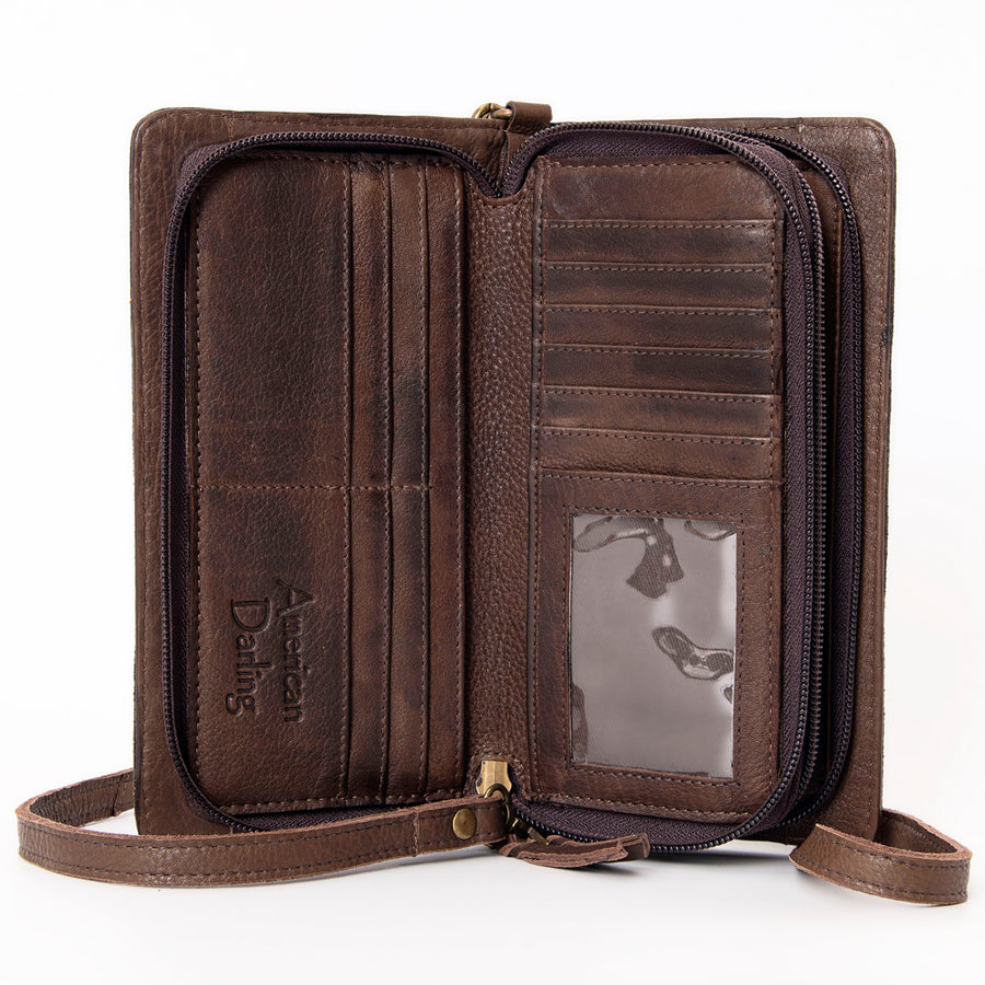 American Darling Organiser Bag, Hand Painted Western Leather, Vegetable Tanned Full Grain, 4in (H) X 8in (W) X 1.5in (D)