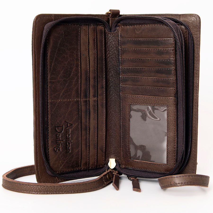 American Darling Organiser Bag, Hand Painted Western Leather, Vegetable Tanned Full Grain, 4in (H) X 8in (W) X 1.5in (D)