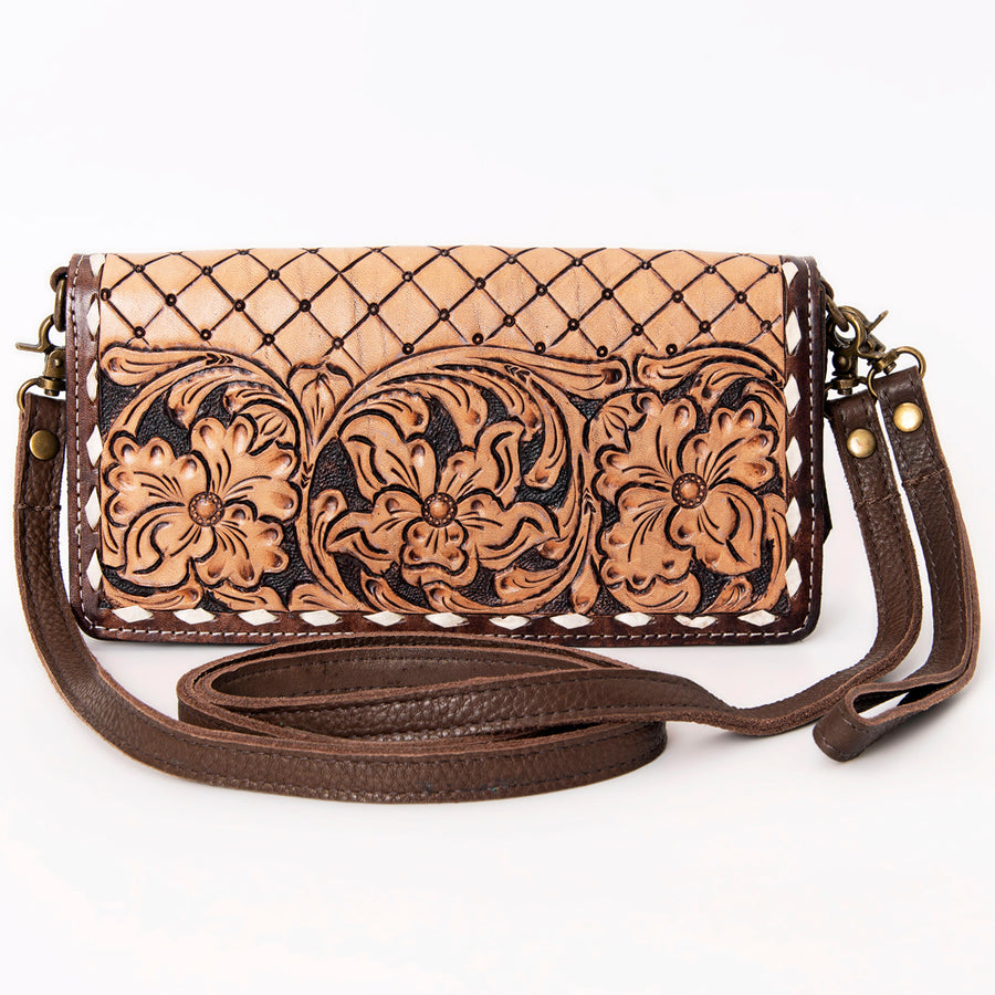 American Darling Organiser Bag, Hand Painted Western Leather, Vegetable Tanned Full Grain, 4in (H) X 8in (W) X 1.5in (D)