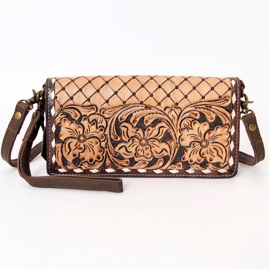 American Darling Organiser Bag, Hand Painted Western Leather, Vegetable Tanned Full Grain, 4in (H) X 8in (W) X 1.5in (D)