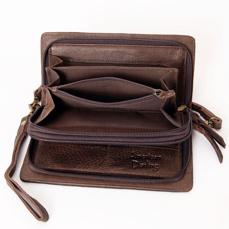 American Darling Organiser Bag, Hand Painted Western Leather, Vegetable Tanned Full Grain, 4in (H) X 8in (W) X 1.5in (D)