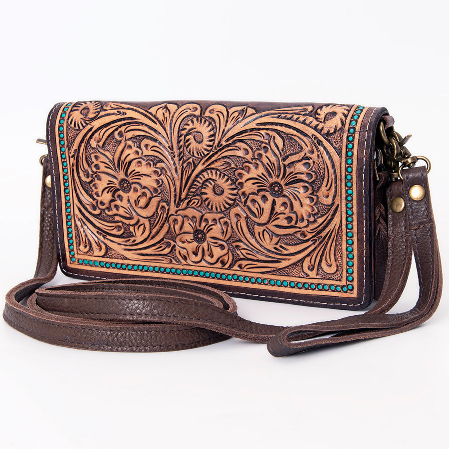 American Darling Hand Tooled Leather Organiser Bag - Uhorse