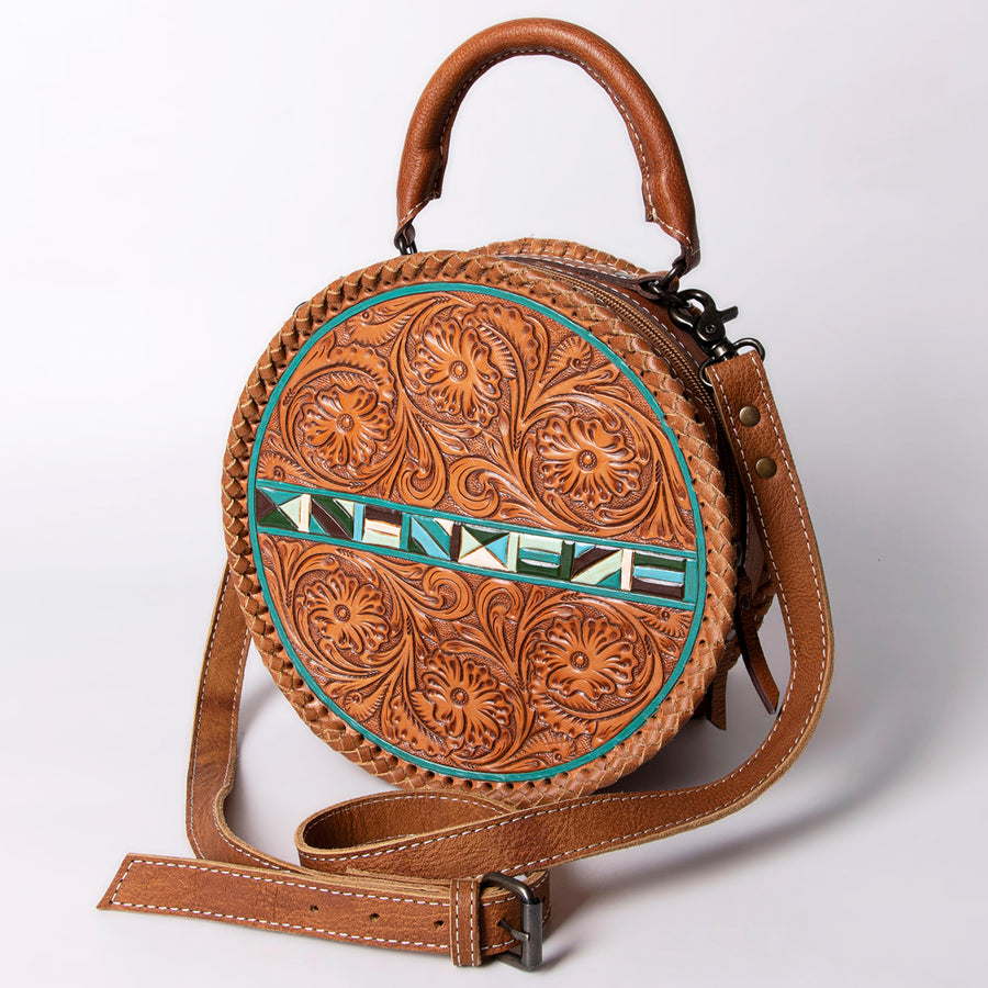 American Darling Hand-Tooled Floral Leather Canteen Bag - Western Genuine Leather - Uhorse