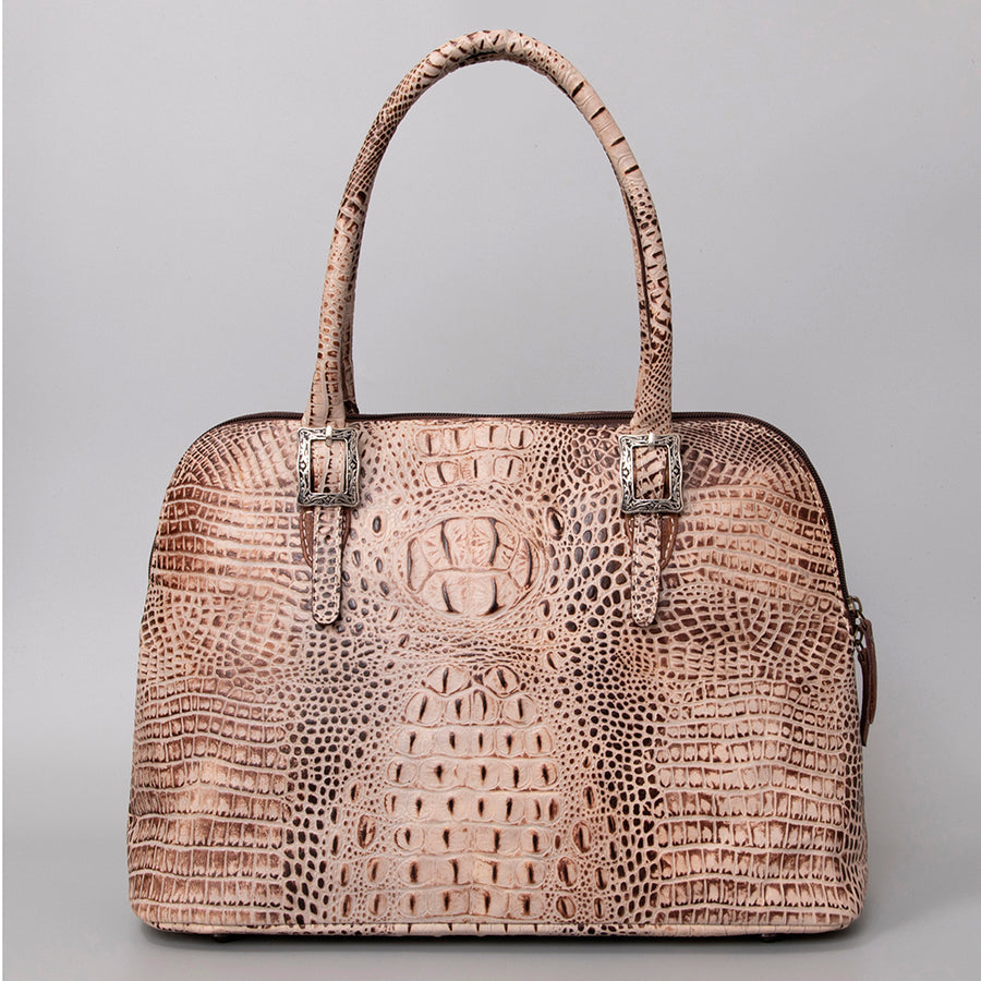 American Darling Western Tote Bag, Crocodile Embossed Full Grain Genuine Leather, Eco-Friendly Handcrafted Large Handbag