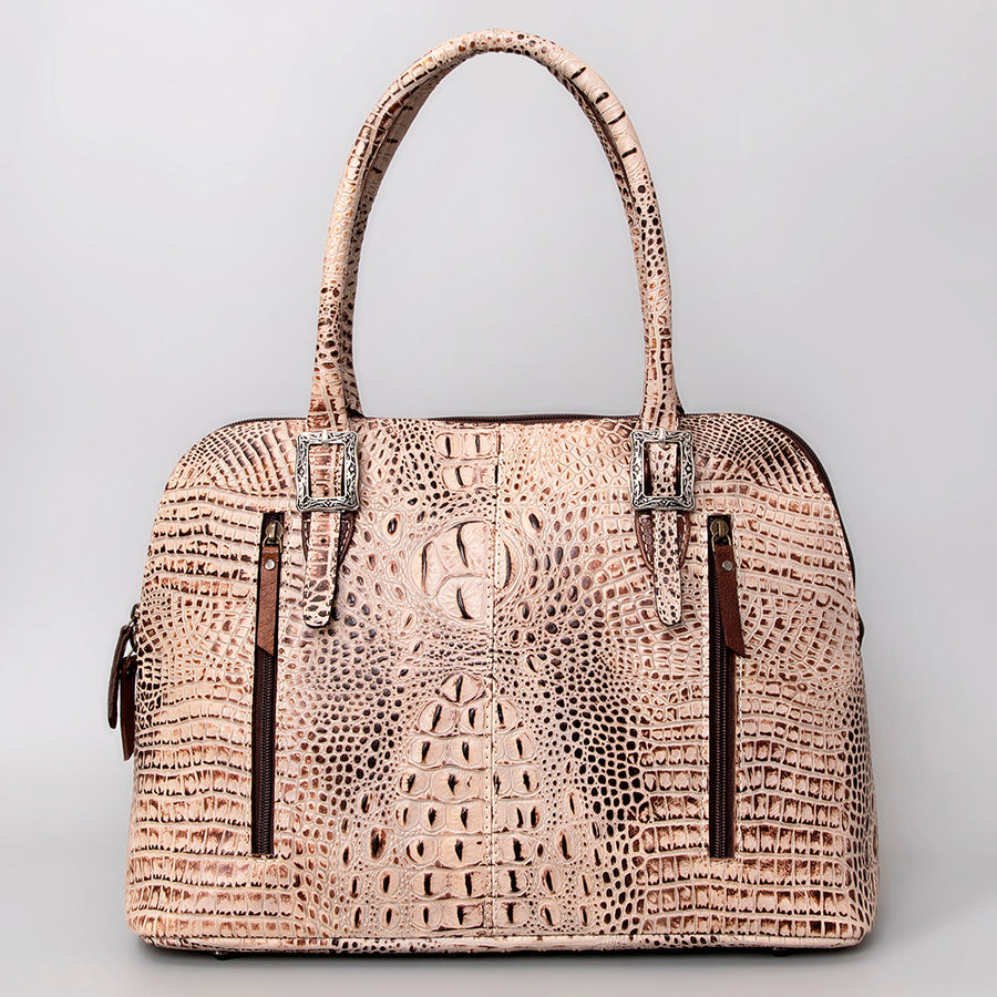 American Darling Western Tote Bag, Crocodile Embossed Full Grain Genuine Leather, Eco-Friendly Handcrafted Large Handbag