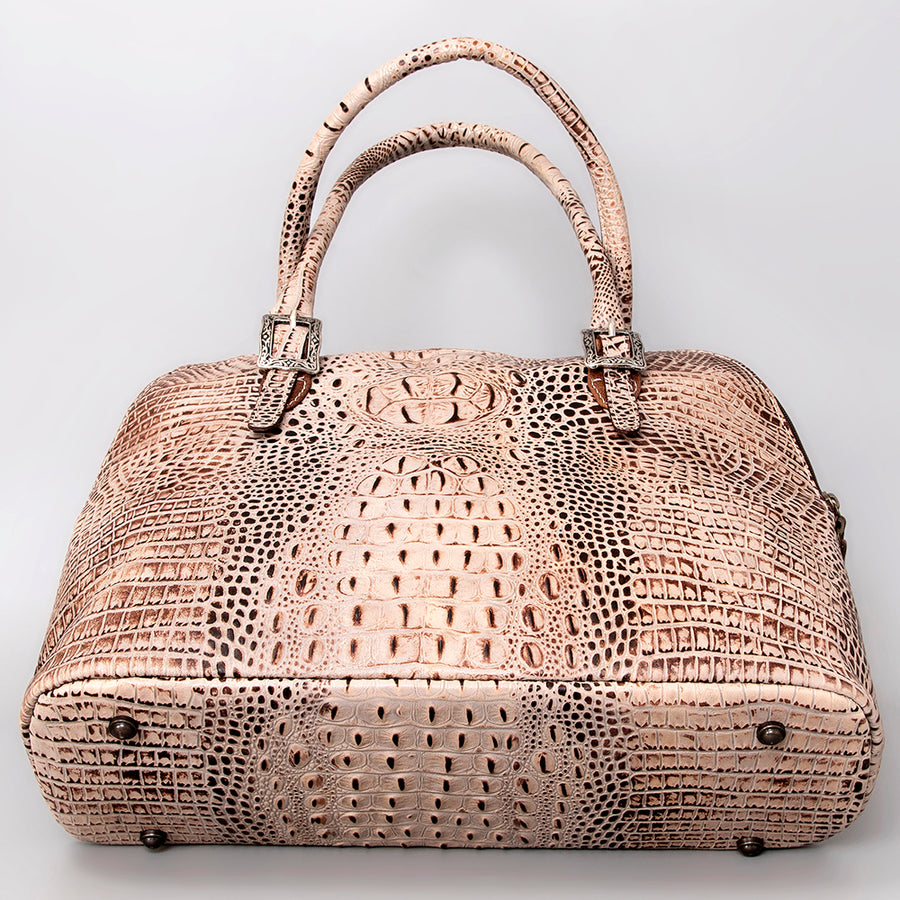 American Darling Western Tote Bag, Crocodile Embossed Full Grain Genuine Leather, Eco-Friendly Handcrafted Large Handbag
