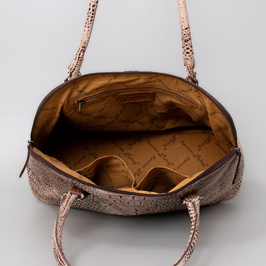 American Darling Western Tote Bag, Crocodile Embossed Full Grain Genuine Leather, Eco-Friendly Handcrafted Large Handbag