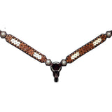 Bar H Equine Horse Genuine Leather Floral Design Breast Collar Brown - Uhorse