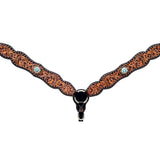 Bar H Equine Horse Genuine Leather Floral Design Breast Collar ,Headstall Brown - Uhorse